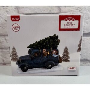 Holiday Time Tree Delivery Car Ceramic Christmas Lights Up! *BRAND NEW*